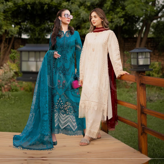 UAL-04 Luxury MARIA.B inspired Embroidered Cambric Cotton Ready to Wear 3 Pc Dress | ALLY'S
