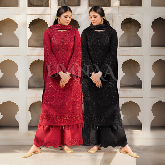 UA-102 IMROZIA inspired Luxury Embroidered Ready to Wear Dress by Umnaa