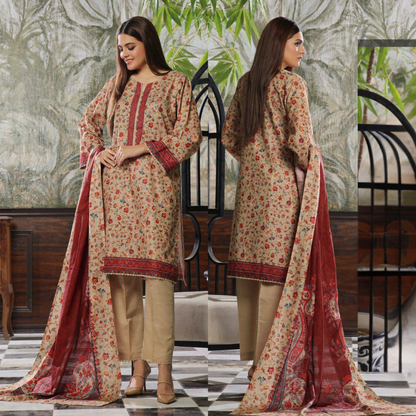 USN-15 Printed Khaddar 3 Pc Collection Set by Saphron