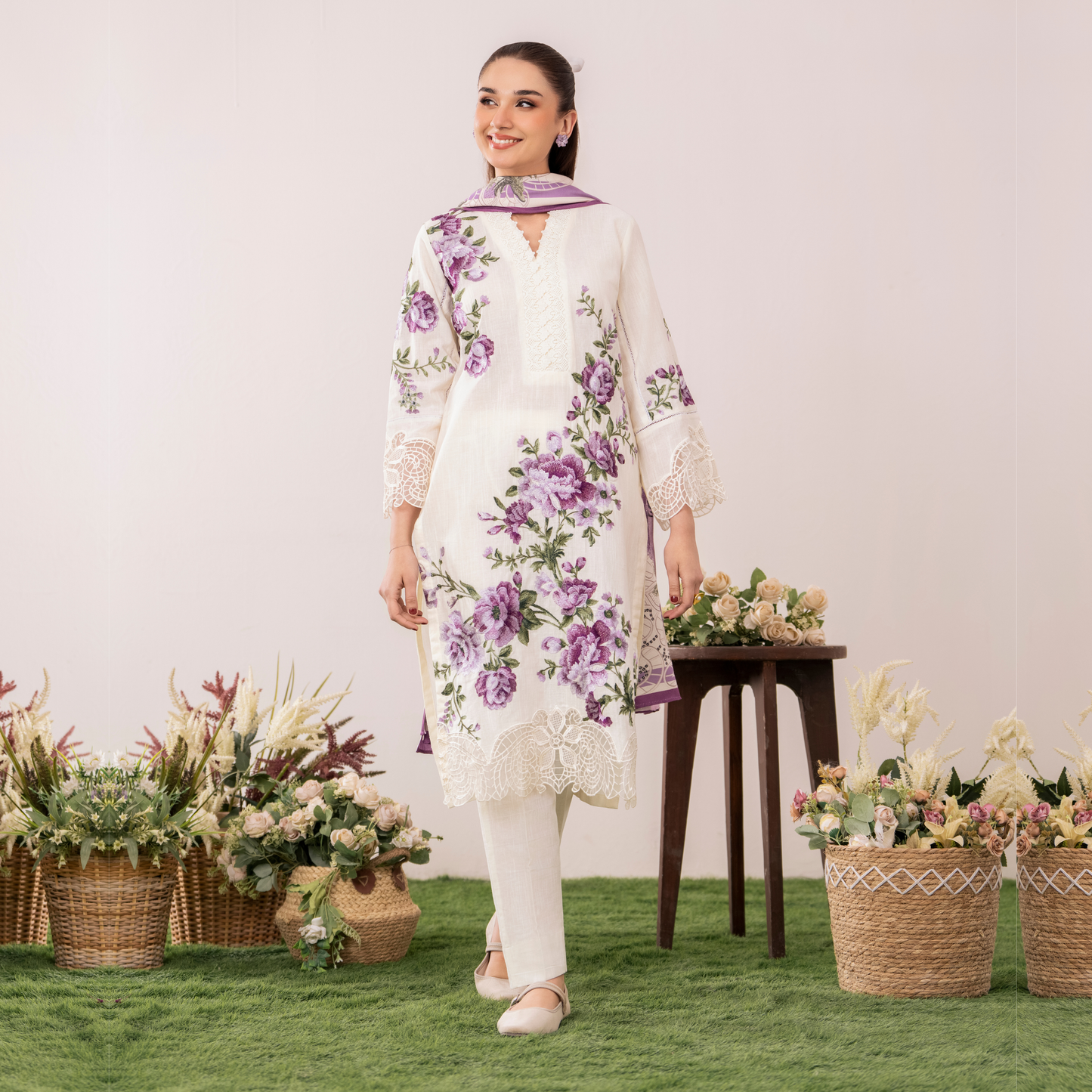 UA-119 Embroidered khaddar 3 Pc Collection  | Ready to Wear | Umnaa