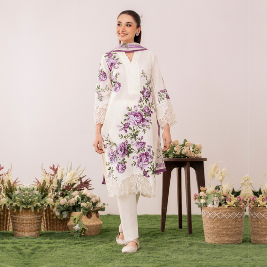 UA-119 Embroidered khaddar 3 Pc Collection  | Ready to Wear | Umnaa