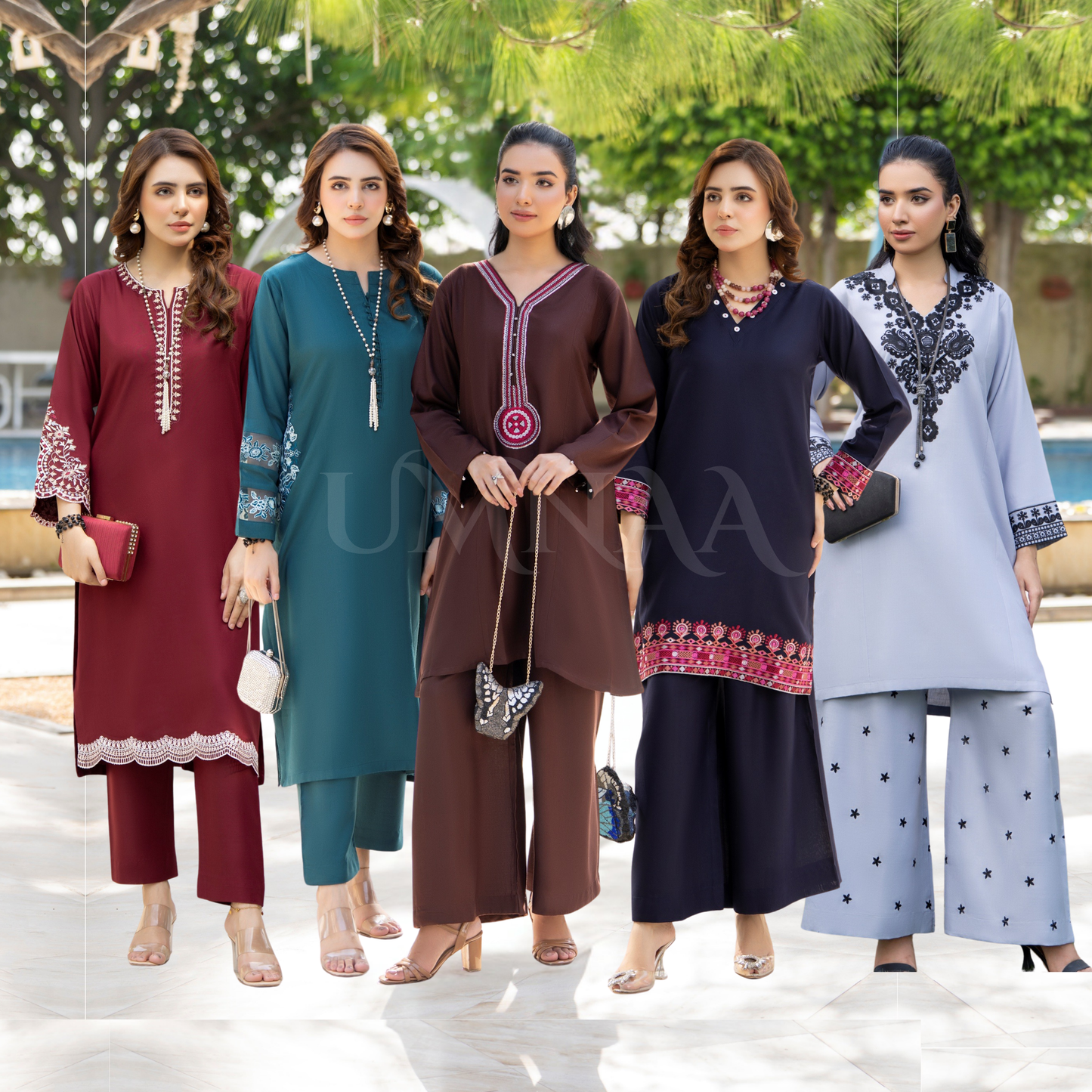 UZA-01 Rang e Elegance by Zaaria 2 Pc Embroidered Dhanak Co-Ords Set