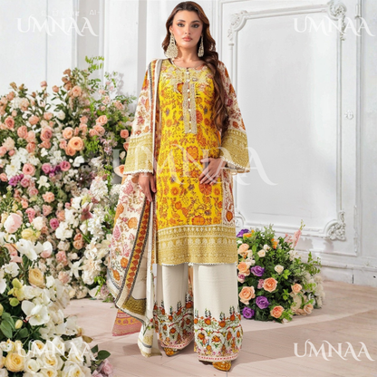 UA-131 Embroidered Viscose Linen 3 Pc | Ready to Wear | Asian Clothes