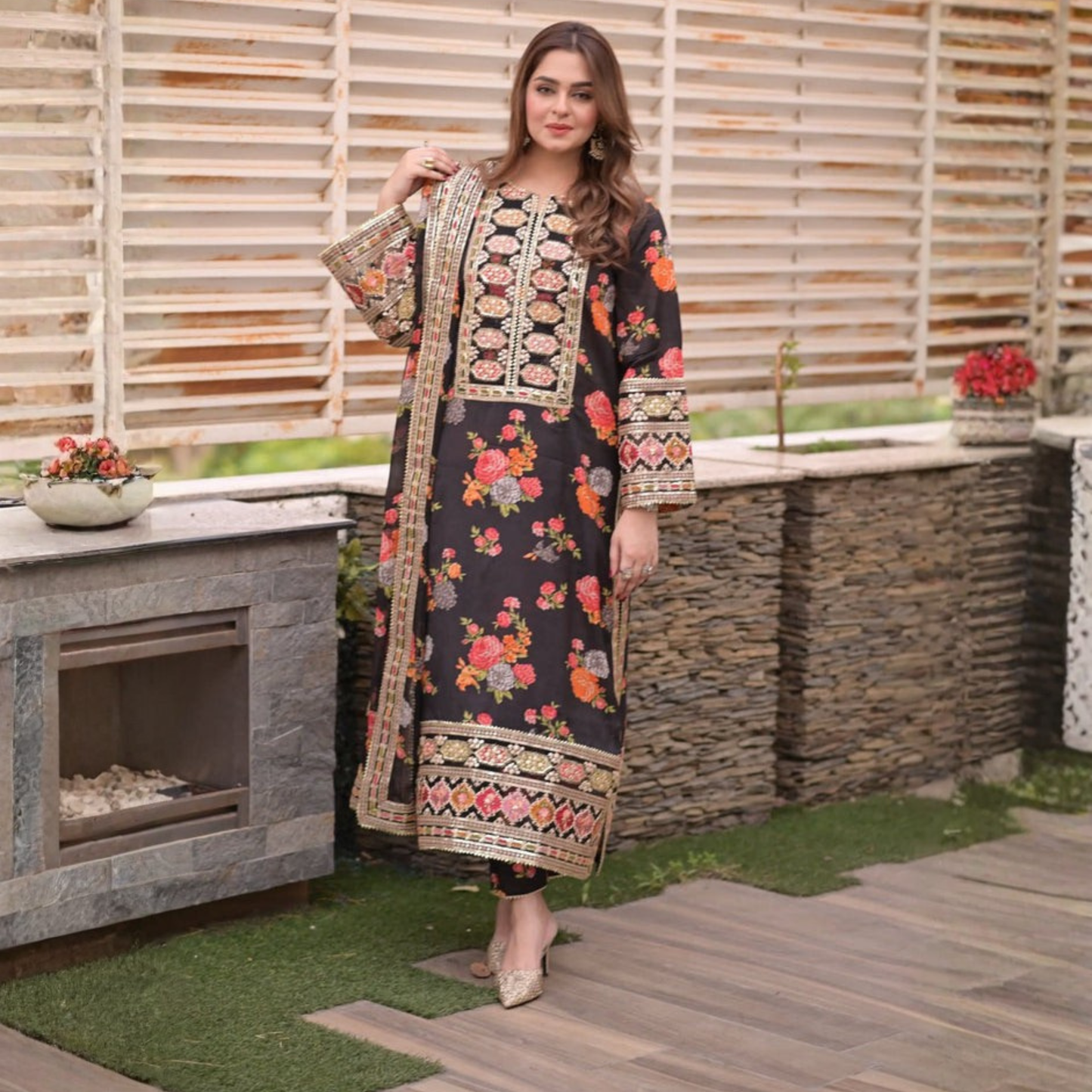 UA-135 Embroidered khaddar 3 Pc dress | Ready to Wear Asian Clothes  | Umnaa