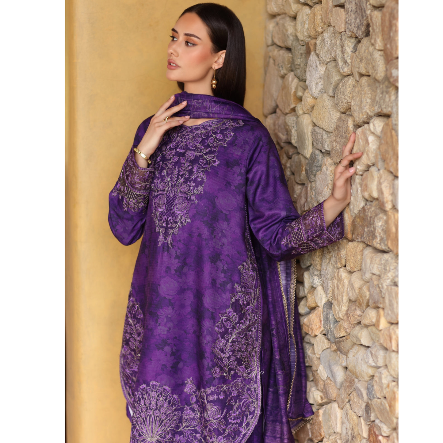 UA-138 Embroidered Printed khaddar Collection by Umnaa | Ready to Wear | Asian Clothes
