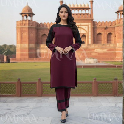 UA-143 Modest Wear Dhanak Co-Ords Set by Umnaa