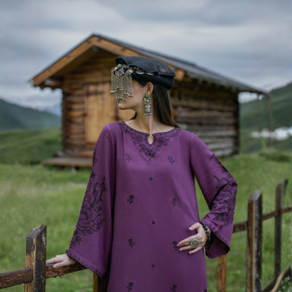 UCA-32 "Khunki" Embroidered Dhanak with Pashmina Wool Shawl Winter Collection by Casuallite