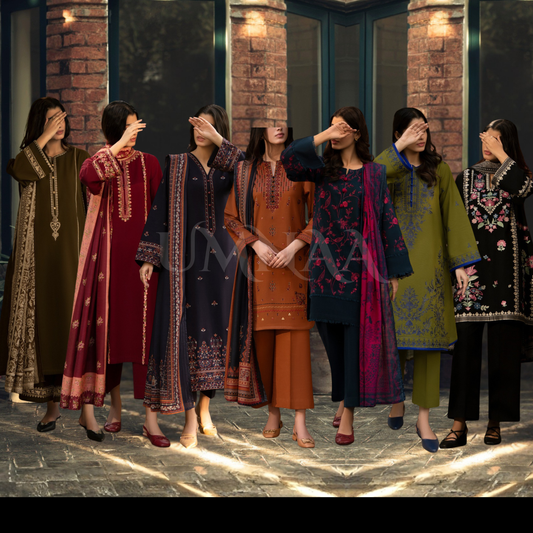 UCA-33 "Shadows" Embroidered Khaddar with Wool Shawl Winter Collection by Casuallite