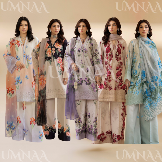 UTT-14 AMALTAS Printed Embroidered Slub Khaddar Collection by Traditional Thread