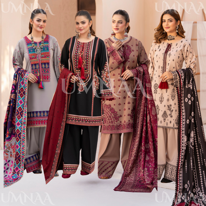 "Mishaal" Khat Edition Luxury Embroidered Farshi Shalwar 3 Piece by Karma Collection