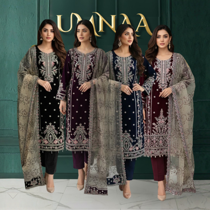 UA-150 Embroidered Luxury Velvet Collection by Umnaa | Asian clothes