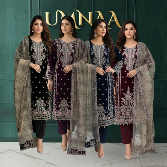 UA-150 Embroidered Luxury Velvet Collection by Umnaa | Asian clothes