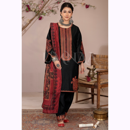 UA-155 Embroidered Slub Linen Farshi Shalwar Collection | Ready by Wear | Pakistani Dress Asian Clothes Umnaa