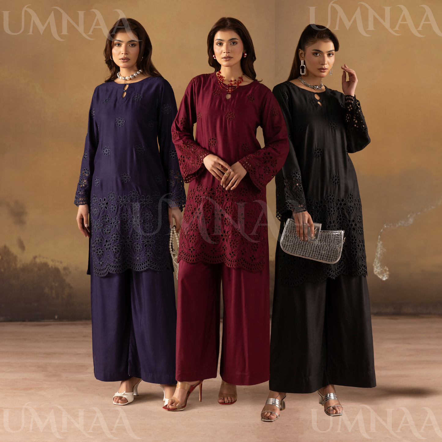 UMS-50 "Luxkari" Linen Chikenkari Co-Ords 2 pc Set by Simrans