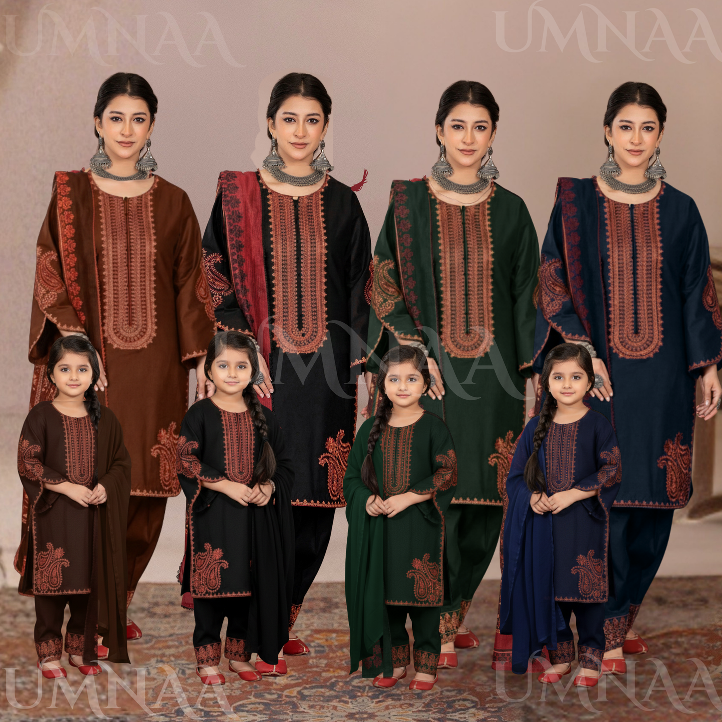 UA-155 Embroidered Slub Linen Farshi Shalwar Collection | Ready by Wear | Pakistani Dress Asian Clothes Umnaa