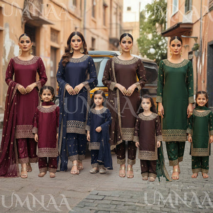 UA-167 Embroidered Viscose Mother Daughter Festive Collection by Umnaa
