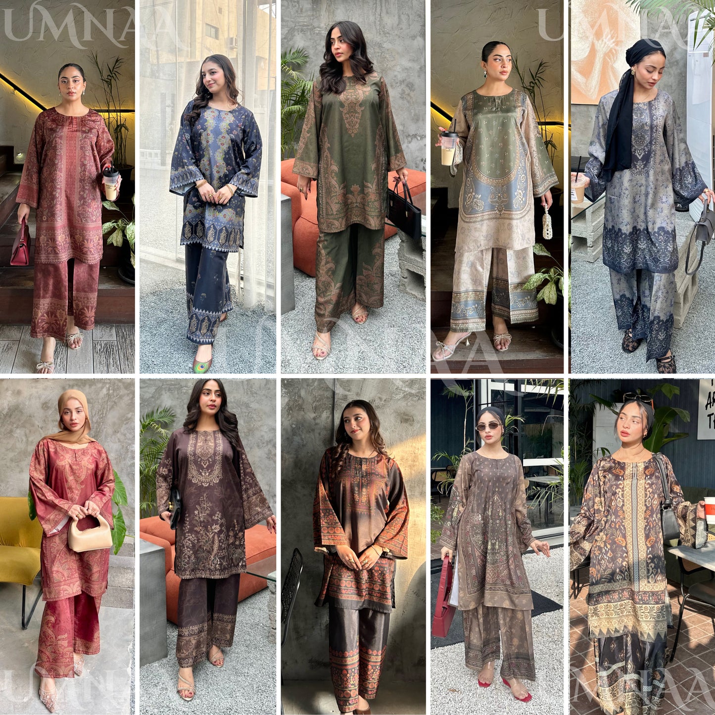 UA-169 Silk Printed Co-Ords Set by Umnaa | Ready to Wear Modest fashion Asian