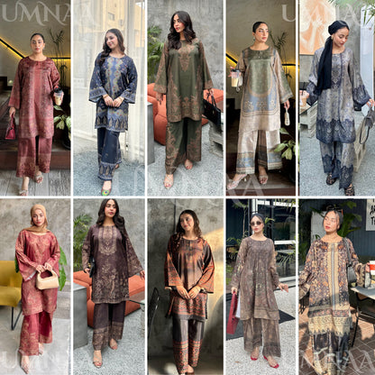 UA-169 Silk Printed Co-Ords Set by Umnaa | Ready to Wear Modest fashion Asian