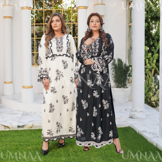 UMS-57 Embroidered Viscose Boring kaftan style2 Pc Set by Simrans