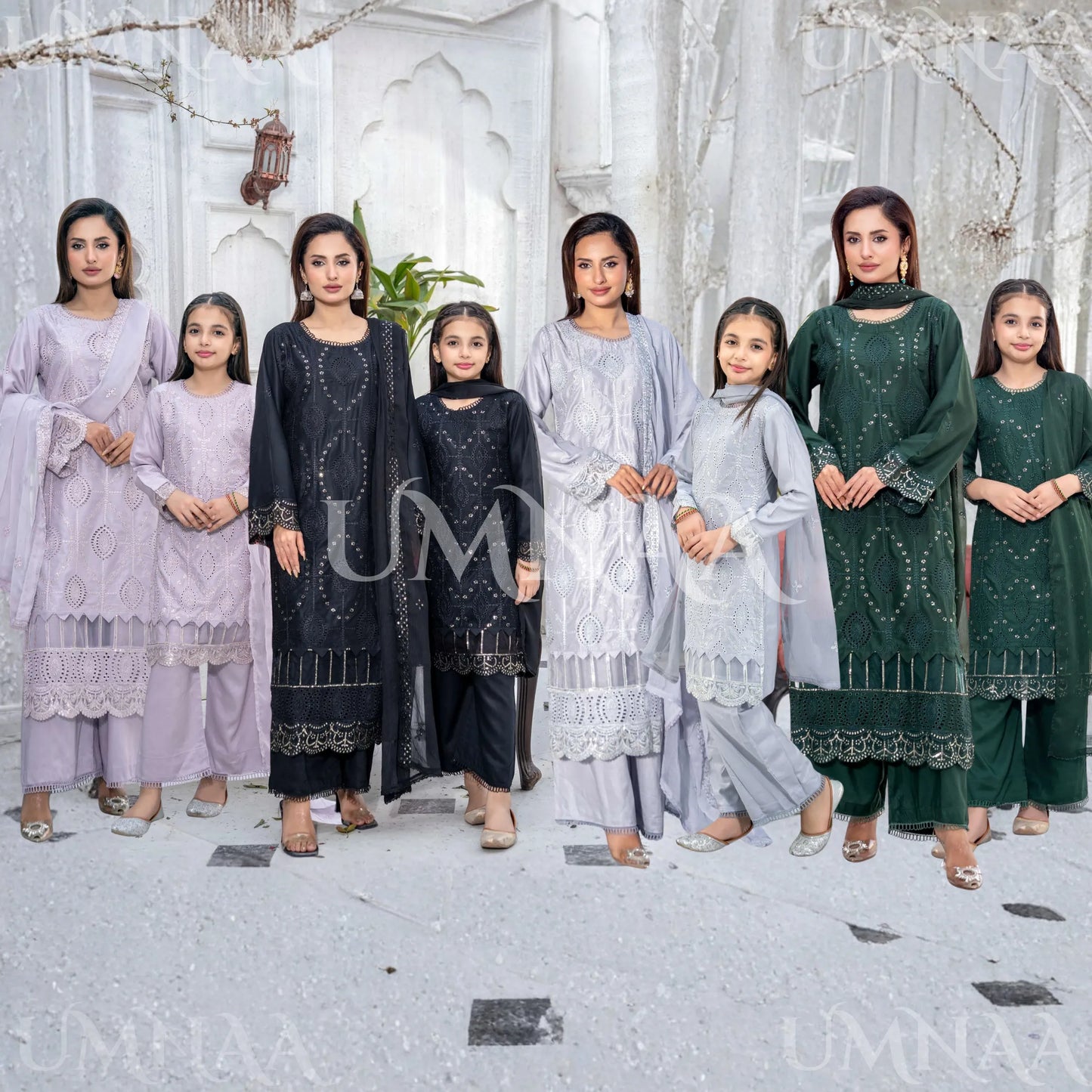UMRZ-54 "Image Kari" Linen Festive Mother & Daughter Collection by Rangz