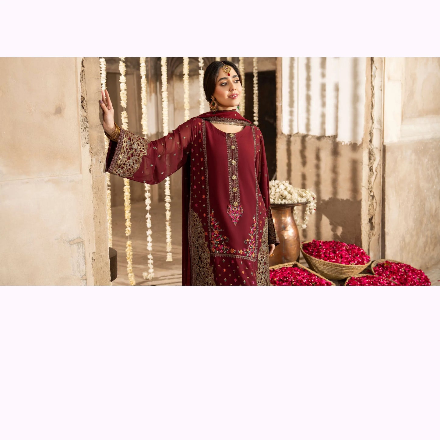 F-521 "Saj Dhaj" Embroidered Georgette Collection by Karma Collection