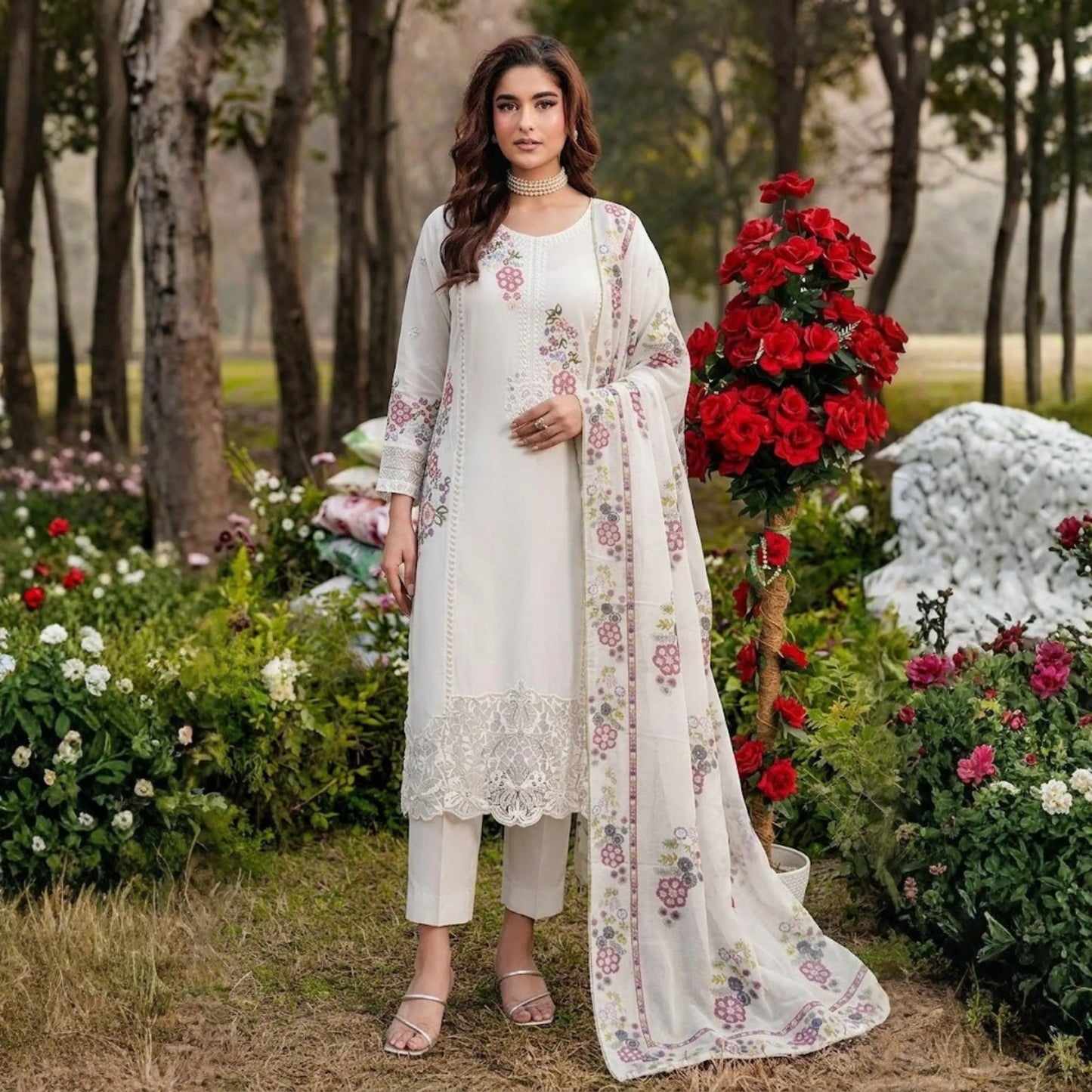 UA-185 Embroidered Cotton 3-Piece Collection | Ready to Wear Asian clothes