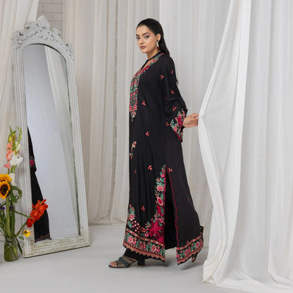 UTT-22 Embroidered Viscose Linen Kaftan Style 2 Piece Co Ord Set Collection by Traditional Thread