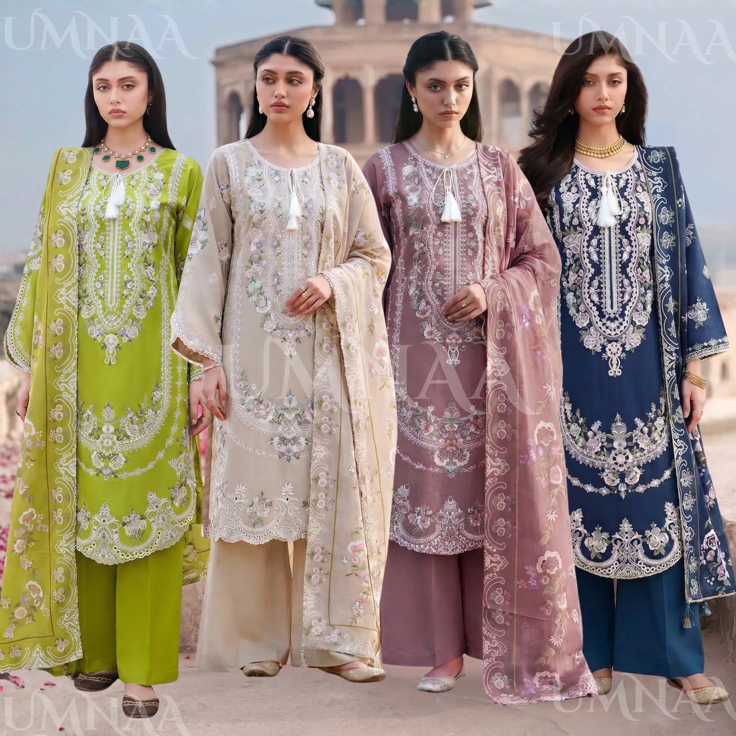 UA-193 Embroidered Cotton Collection 3 Piece | Ready to Wear | Asian clothes