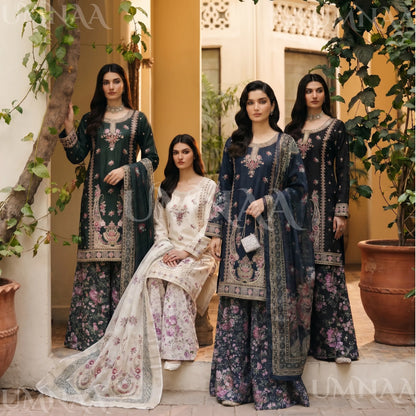 UA-211 Embroidered Viscose with Cotton Silk Sharara collection by Ready to Wear Pakistani Asian clothes