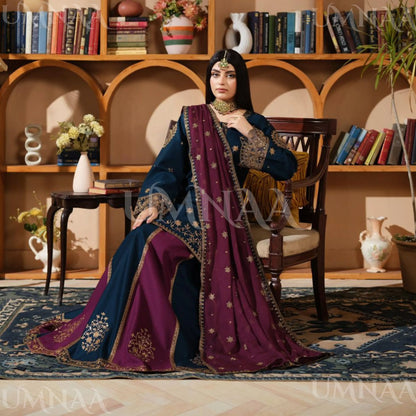 UA-213 Embroidered Cotton Festive Collection by Umnaa | Ready to Wear Pakistani Asian Clothing