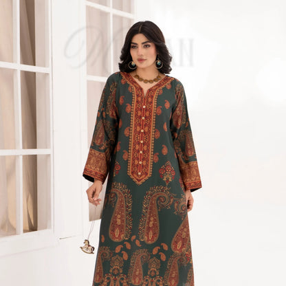 UA-215 " Printed Poly Silk Lawn Kaftan Style Co Ord Set Collection by Umnaa | Ready to Wear Pakistani Asian clothes