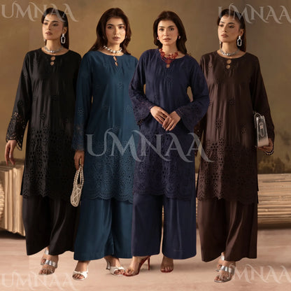 UMS-50 "Luxkari" Linen Chikenkari Co-Ords 2 pc Set by Umnaa