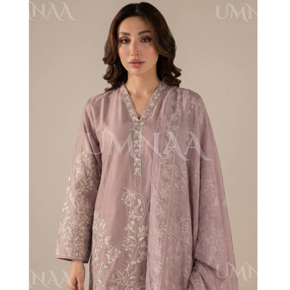 UA-221 Embroidered Cotton Ready to Wear Collection Pakistani Asian Women | 3 Piece Shirt Trouser Duppata by Umnaa