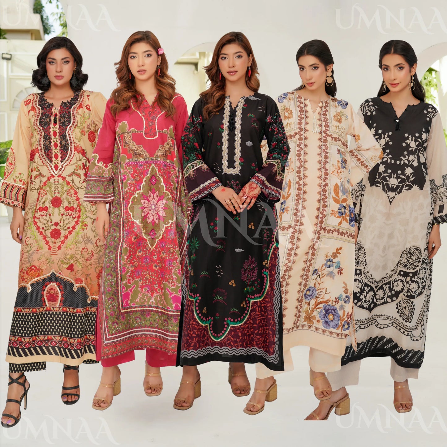 UMS-64 Pakistani Printed Lawn Kaftan Style 2 Piece Suit – Casual Summer Collection by Simrans