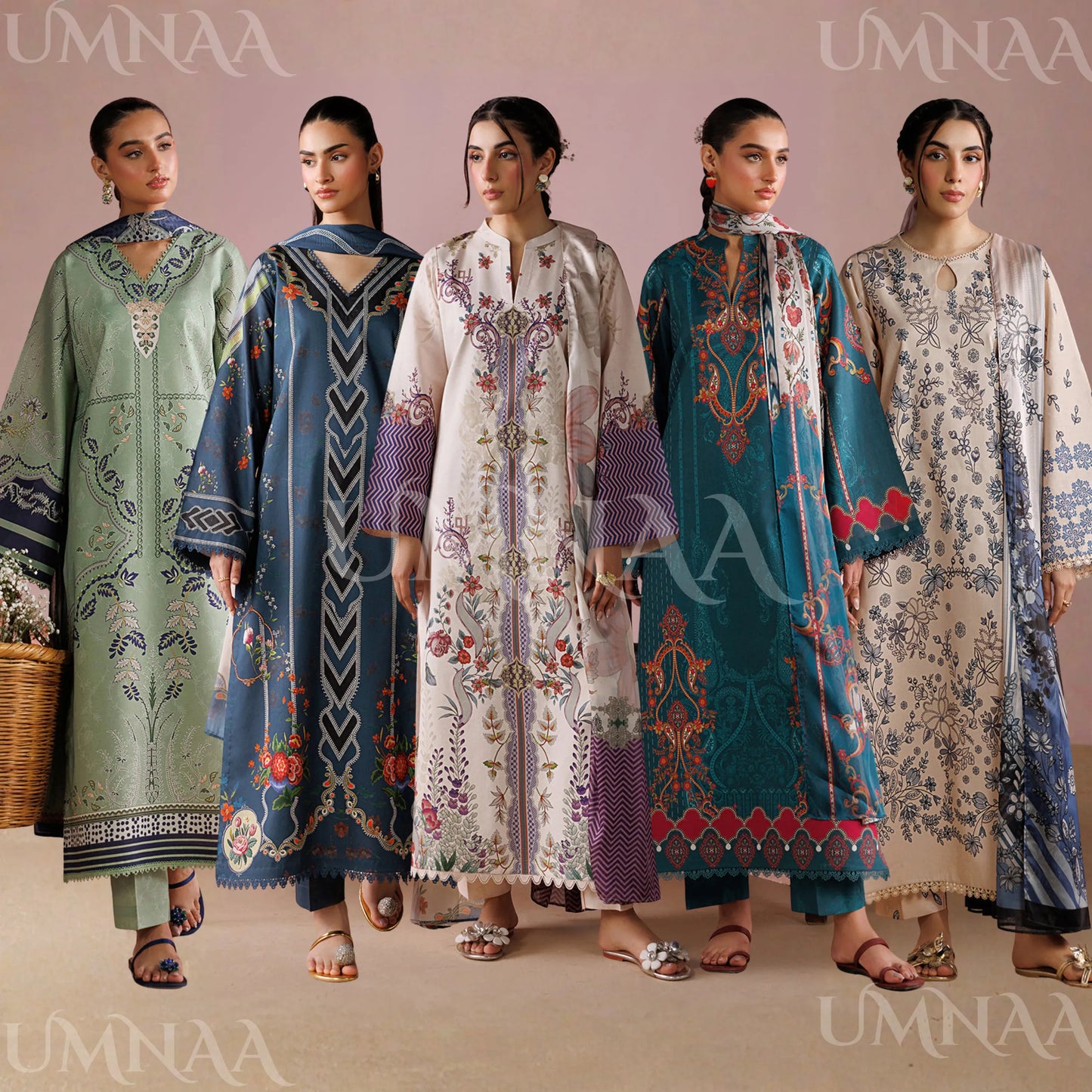 UE-02 "Printed Essential" by Esra Fashion Summer Printed Lawn 3 Piece Collection | Pakistani Asian Clothes
