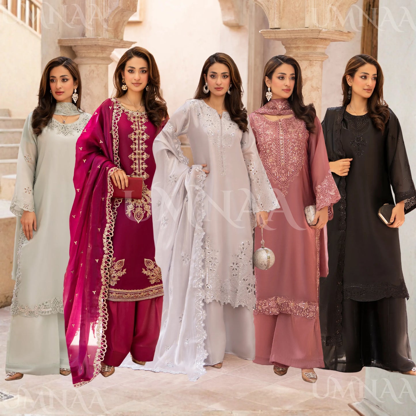 RA-36 Embroidered Sheesha Silk 3 Piece Suit | Premium Embroidered Silk Dress with Dupatta | Women's Party & Festive Wear
