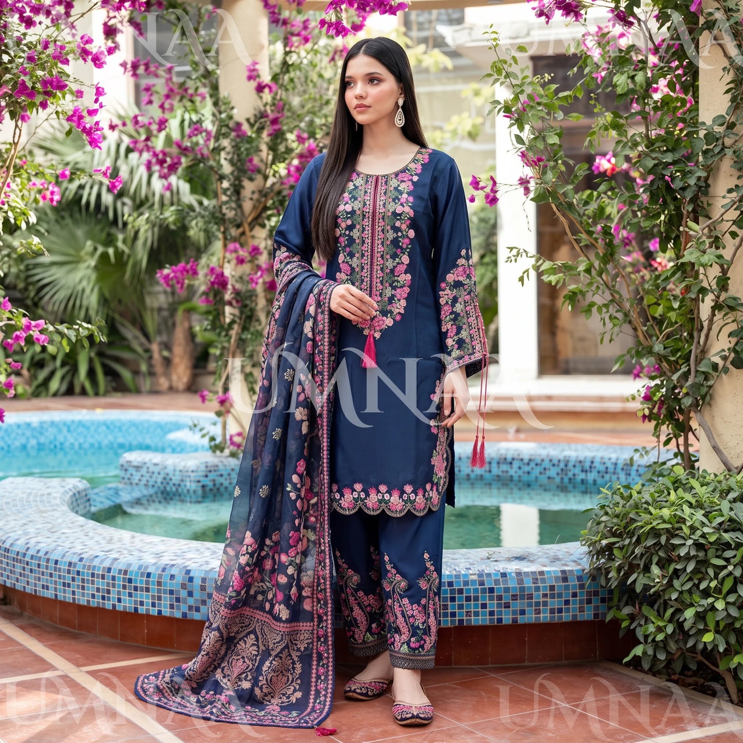 UA-335 Embroidered Viscose 3 Pc Collection Ready to Wear Pakistani Asian clothes by Umnaa