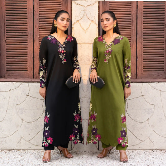 UA-237 Embroidered Kaftan Style Co-Ord Set Asian Wear | Umnaa