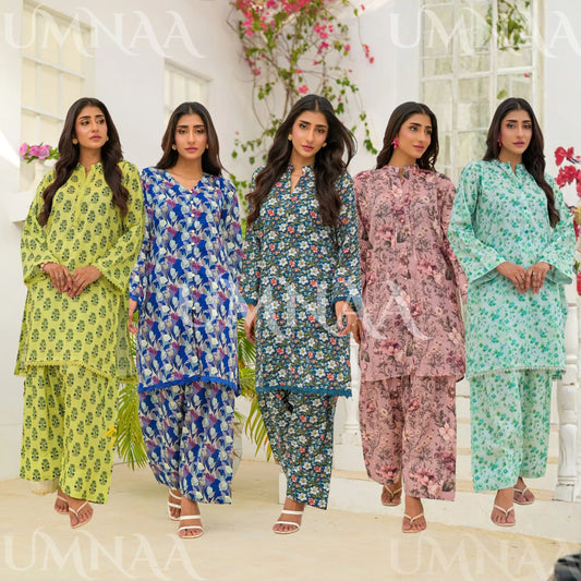 UA-248 Printed Lawn 2 Piece Co-Ord Set | Soft Breathable Summer Outfit | Casual Matching Shirt & Trouser Set by Umnaa