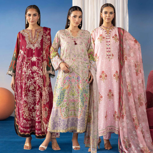 UMS-67 Ethnic Rozana by Simrans Poly Lawn Kaftan Co Ords set