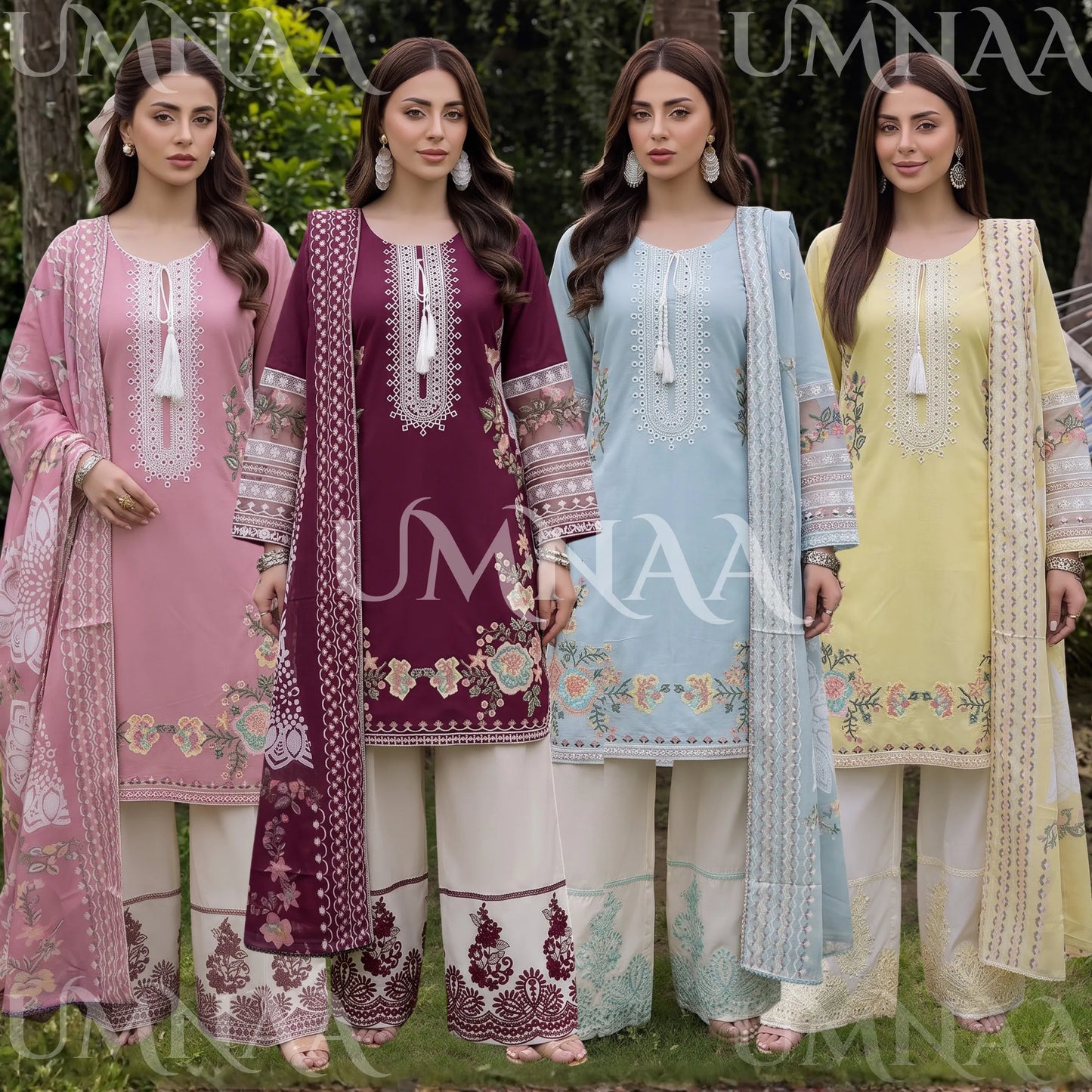 UA-256 Embroidered Cotton 3 Pc Collection Ready to Wear Pakistani Asian clothes by Umnaa