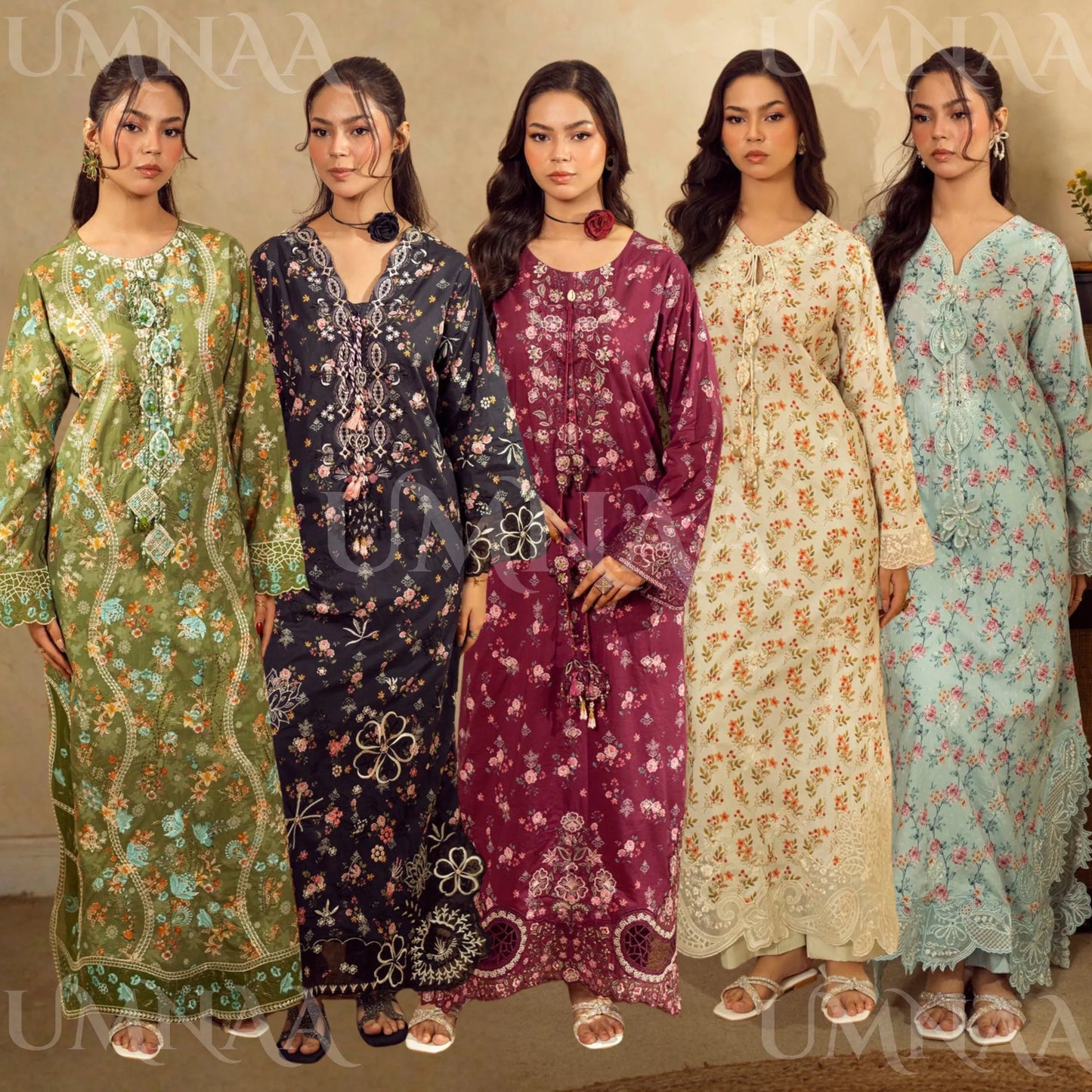UGL-01 Printed Lawn Kaftan 2 Piece Set by Guzel