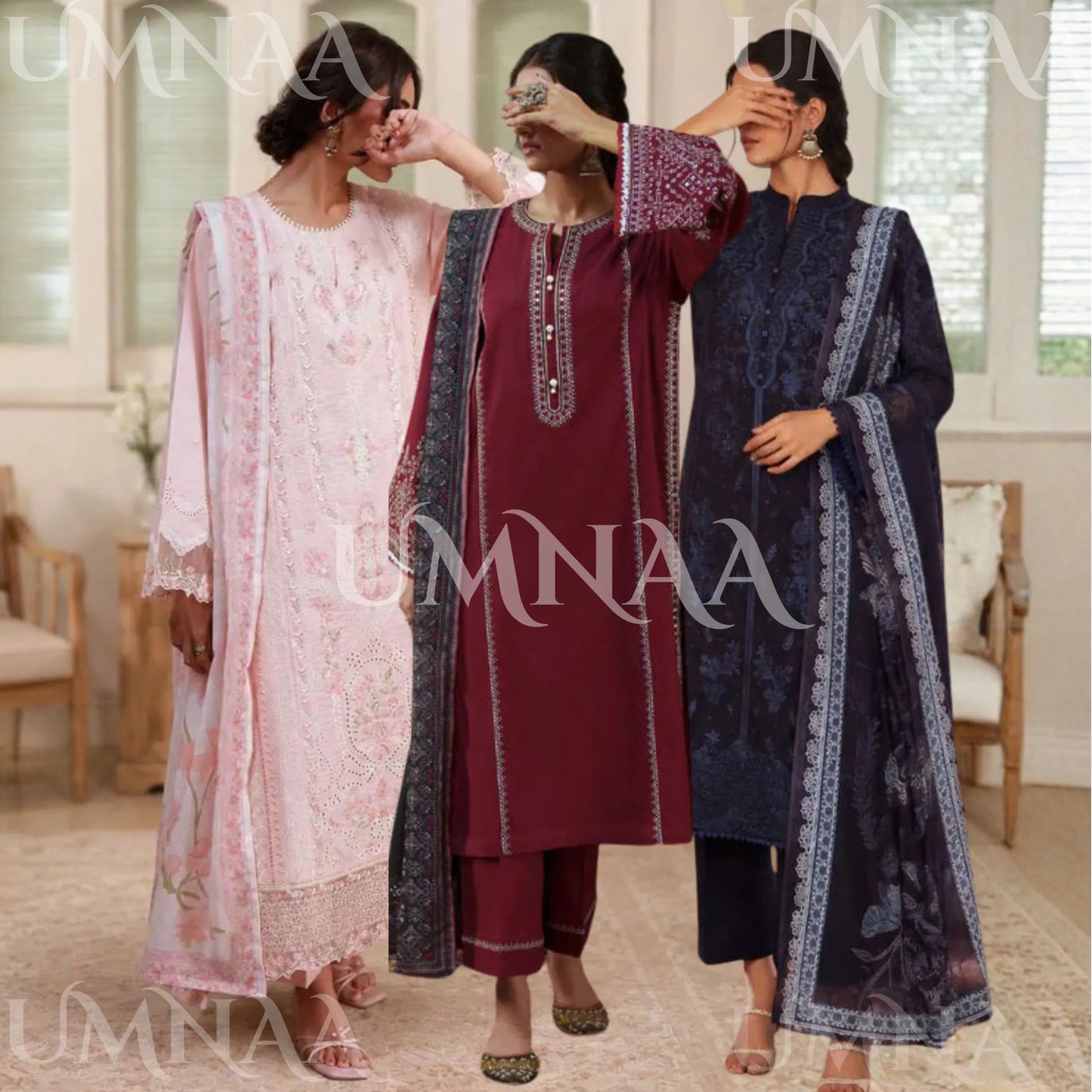 UCA-47 "Sakoon" Embroidered Cambric 3 Pc Collection | Casuallite
