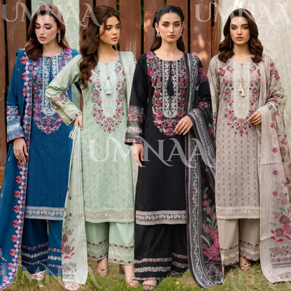 UA-269 Embroidered Cambric Cotton 3 Pc Collection | Umnaa