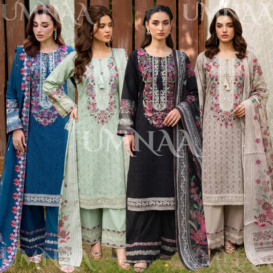 UA-269 Embroidered Cambric Cotton 3 Pc Collection | Umnaa