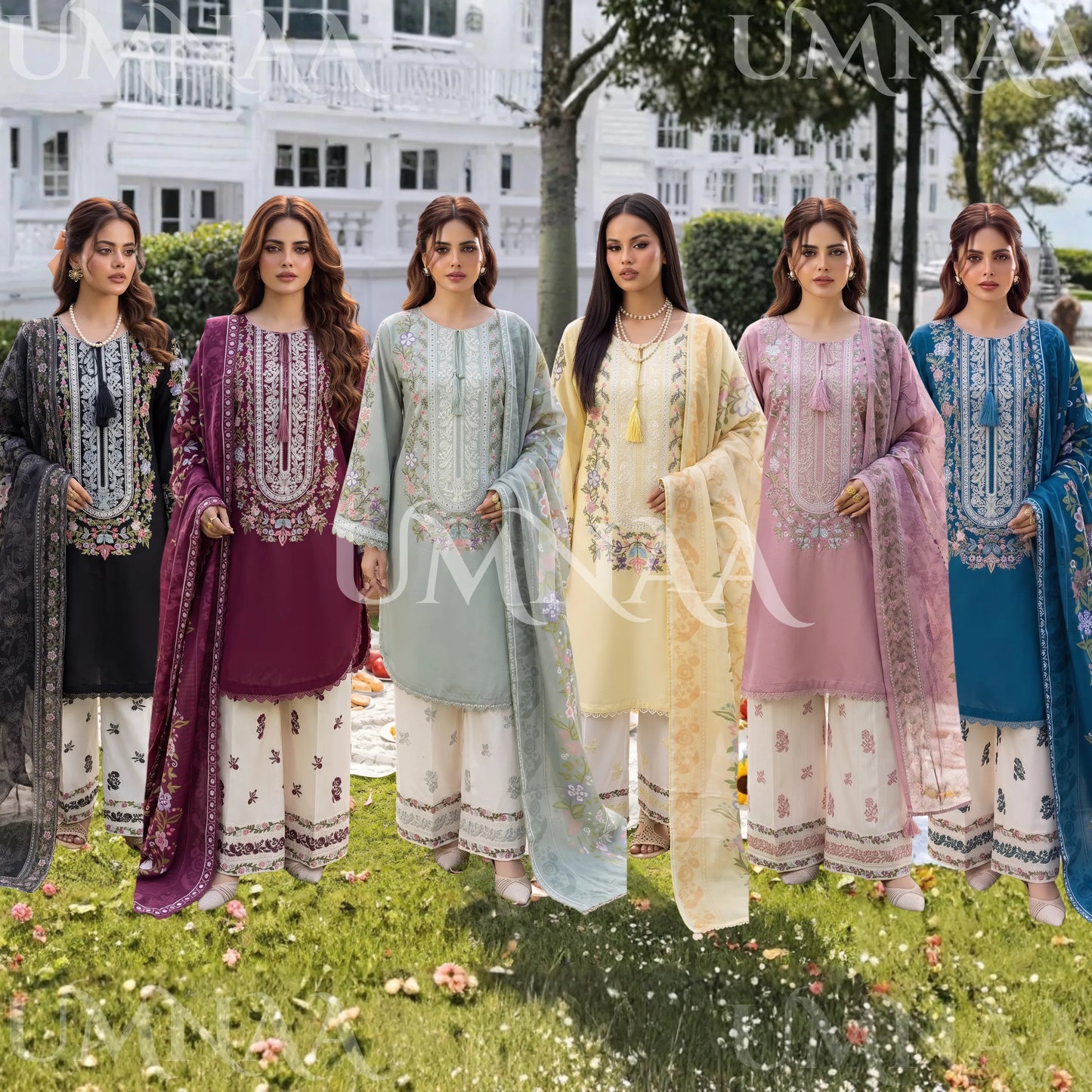 UA-246 Embroidered Cotton 3 Pc Collection Ready to Wear Pakistani Asian clothes by Umnaa