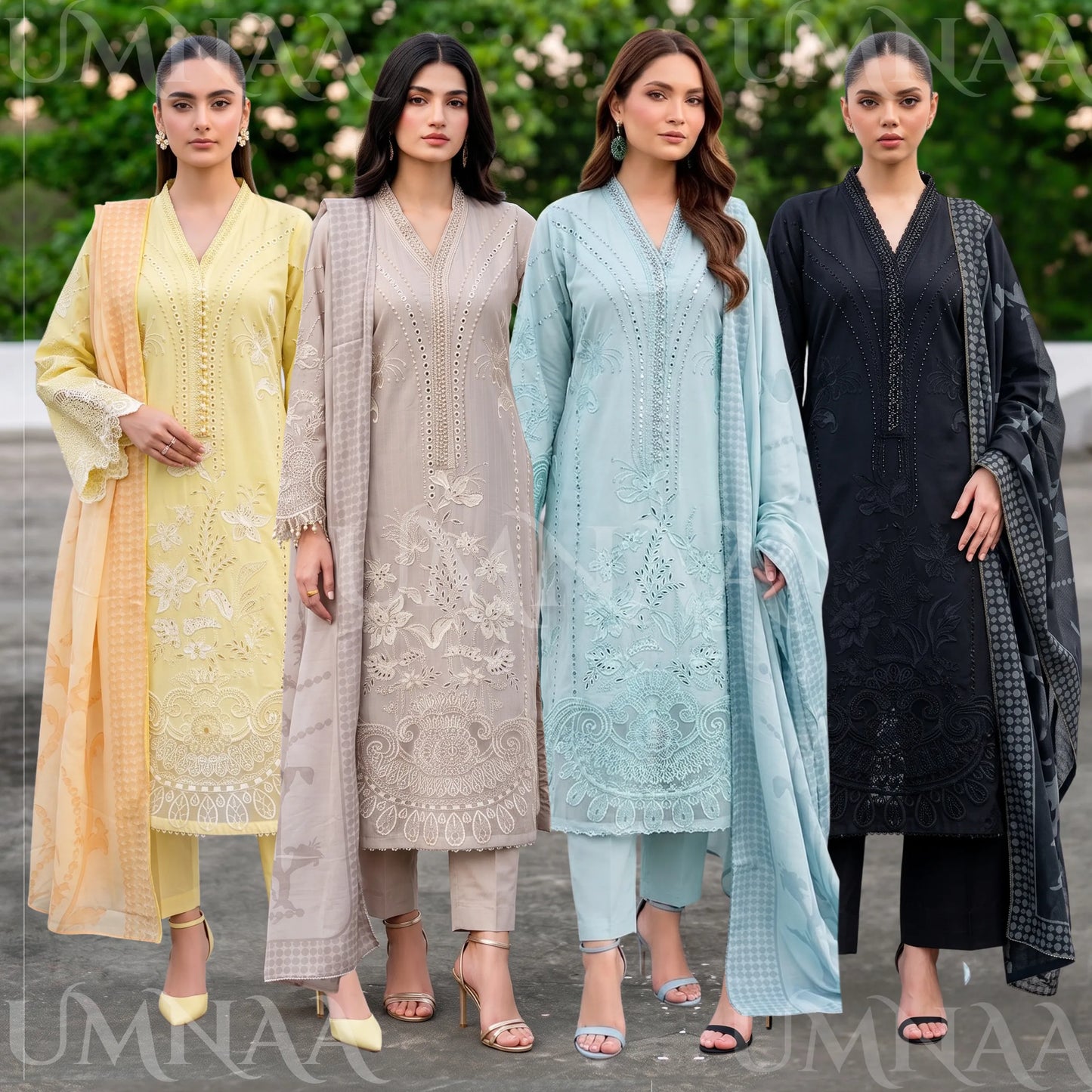 UA-272 Embroidered Cambric Cotton 3 Pc Collection | Umnaa