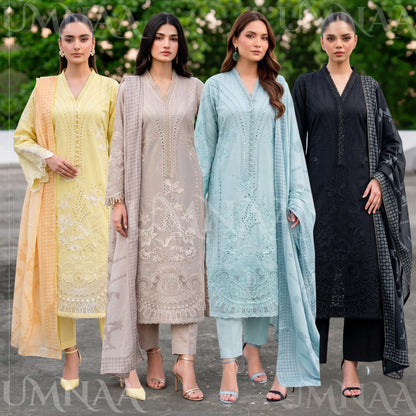 UA-272 Embroidered Cambric Cotton 3 Pc Collection | Umnaa