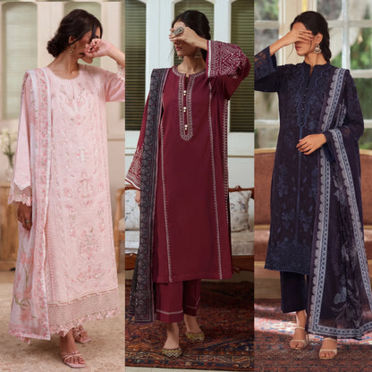 UCA-47 "Sakoon" Embroidered Cambric 3 Pc Collection | Casuallite