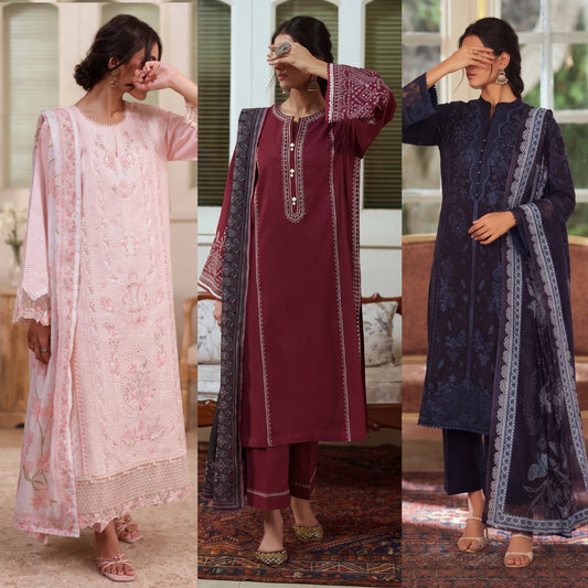 UCA-47 "Sakoon" Embroidered Cambric 3 Pc Collection | Casuallite